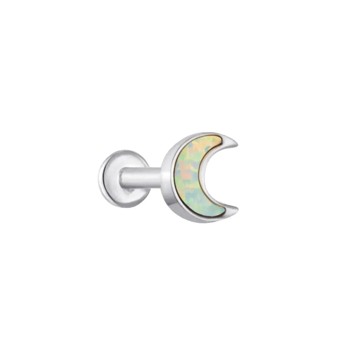 Opal Moon Threaded Labret Piercing Stud