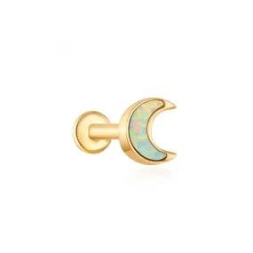 Opal Moon Threaded Labret Piercing Stud