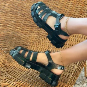 PAREE01 - BLACK JELLY SANDALS