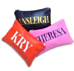 Personalised School Colors Name Leather Pouch