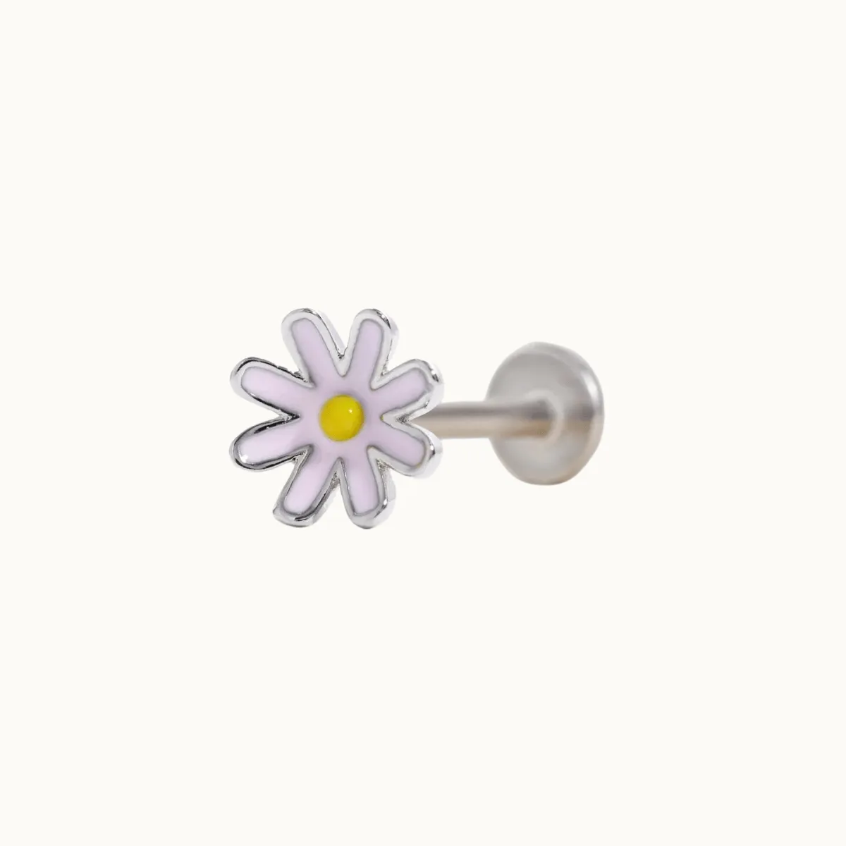 Pink Daisy Flower Flat Back Piercing Stud (16G)