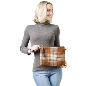 Plaid Check Crossbody Clutch Bag