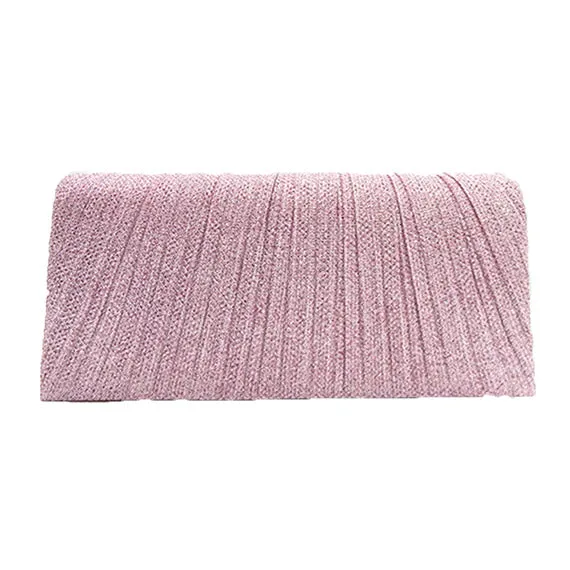 Pleated Shimmery Evening Clutch Crossbody Bag