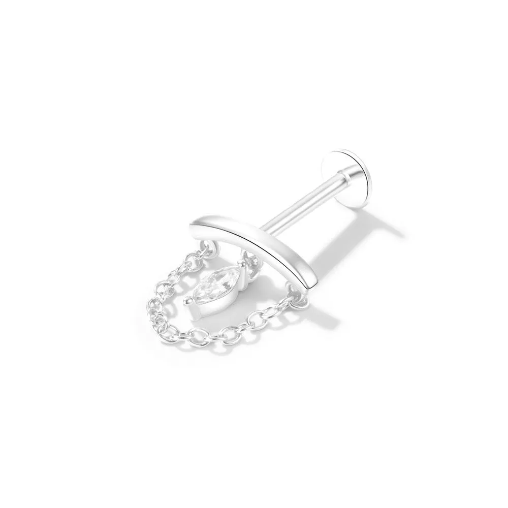 Prong Set Rhombus Diamond Drape Threaded Flat Back Earrings