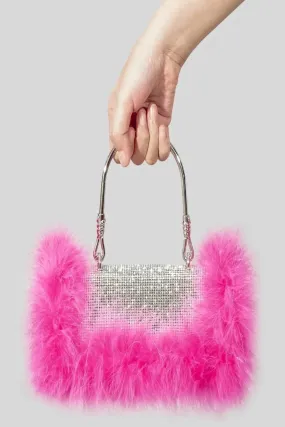 Rhinestone Evening Bag with  Feather Details