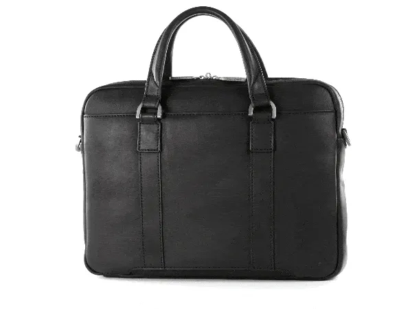 Slim Leather Briefcase, Black