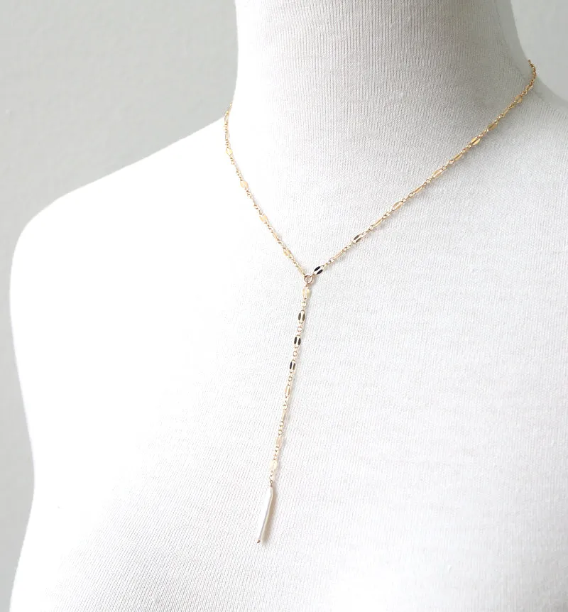 Slim Pearl Lariat Lace Necklace