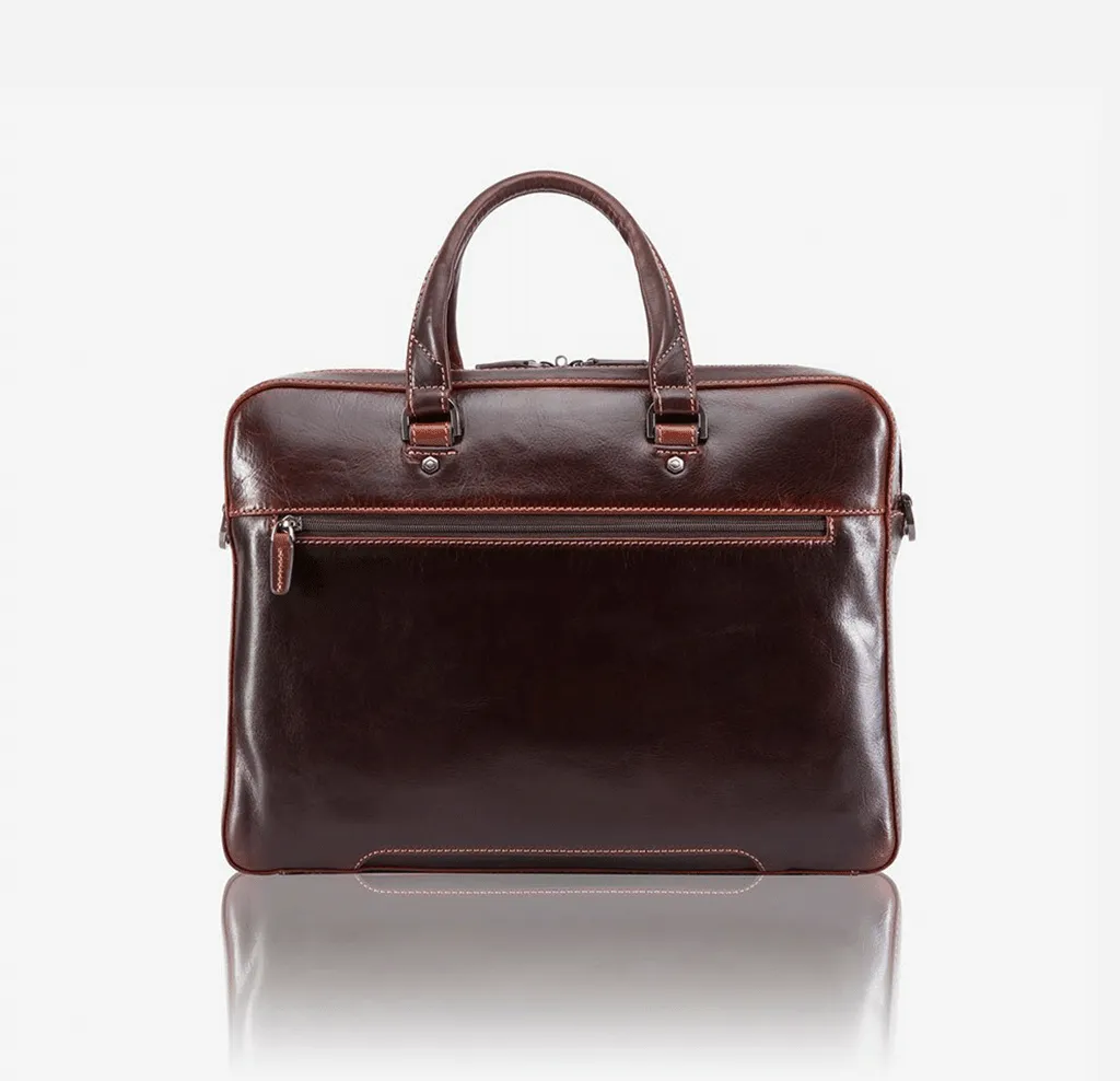 Slim Zip Top Briefcase, Tobacco