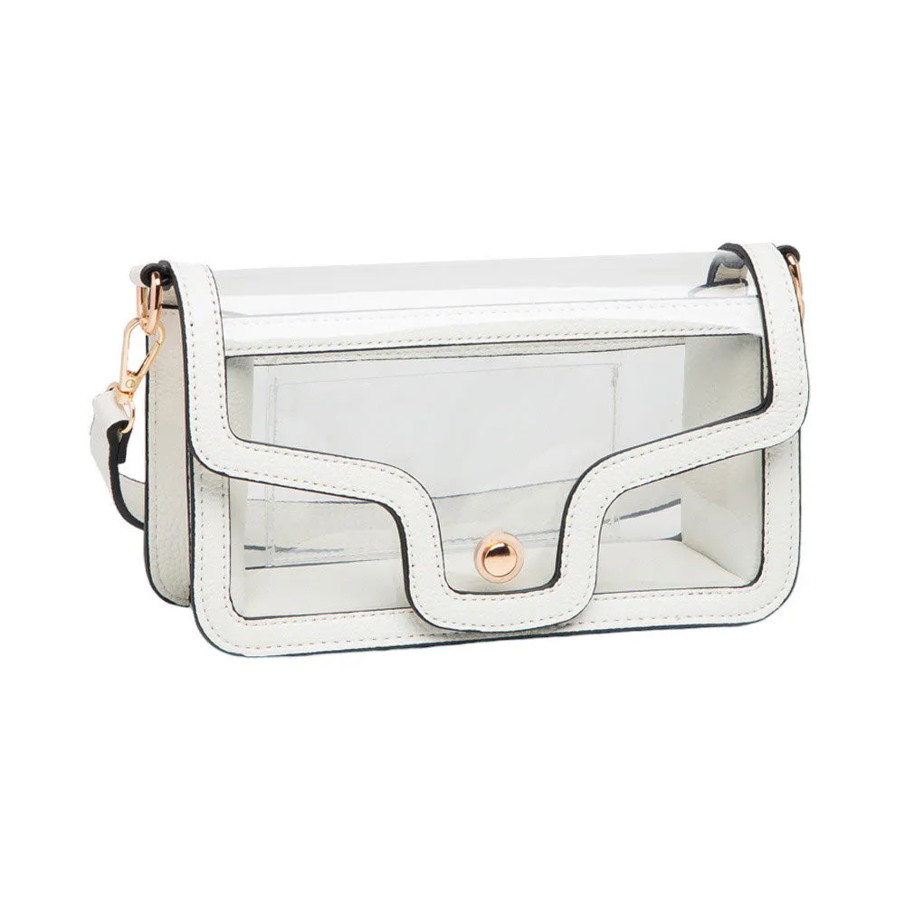 Solid Faux Leather Transparent Rectangle Shoulder Bag