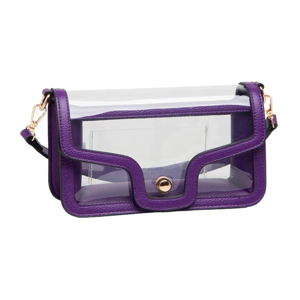 Solid Faux Leather Transparent Rectangle Shoulder Bag