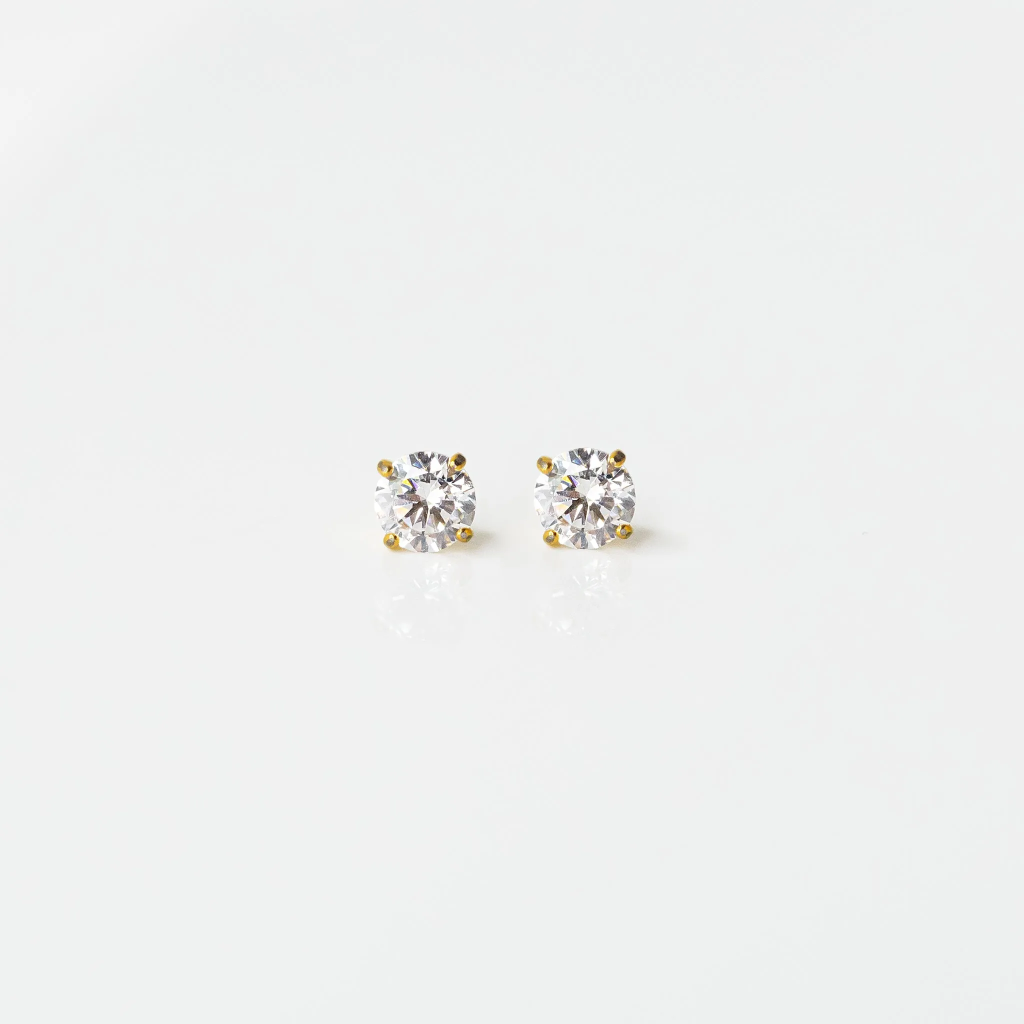 Solitaire Round Flat Back Sleeper Earrings