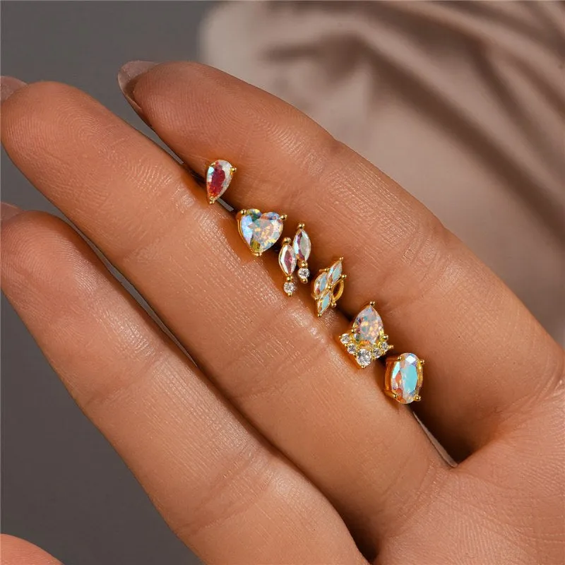 Sparkle Marquise Opal Flat Back Earrings