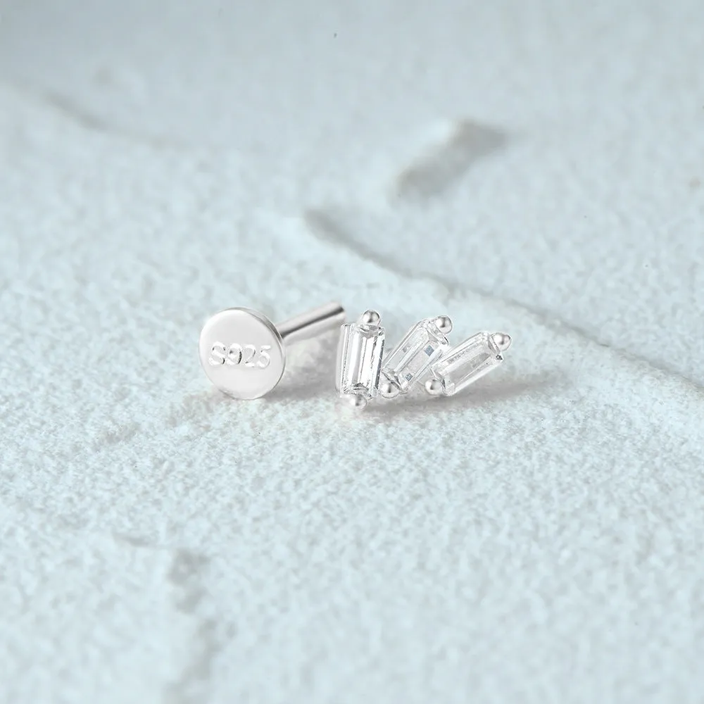 Sterling Silver Hypoallergenic Cartilage Flat Back Studs Earrings