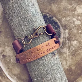 the dreamer of improbable dreams // leather and copper double wrap bracelet