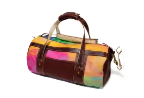 Tie Dye and Burgundy Leather Club Duffel Bag