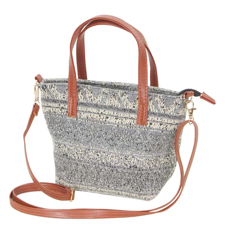 Tribal Patterned Tote Crossbody Bag