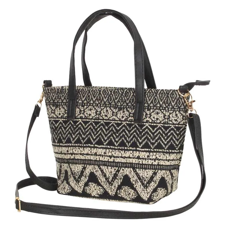 Tribal Patterned Tote Crossbody Bag