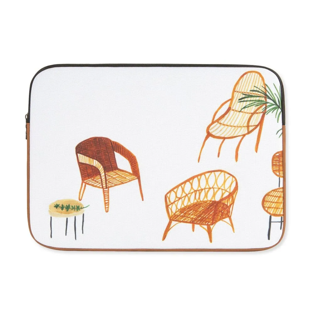 White Beige Chair Graphic Laptop Sleeves 13 15 inch Cases Protective Covers Handbags Square Pouches Designer Artist Prints Cute Lightweight School Collage Office Zipper Fashion Unique Gifts