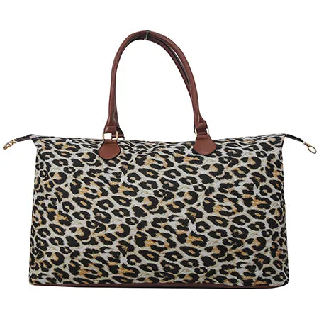 Wild Leopard Faux Fur Weekender Bag