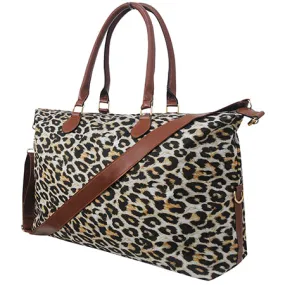 Wild Leopard Faux Fur Weekender Bag