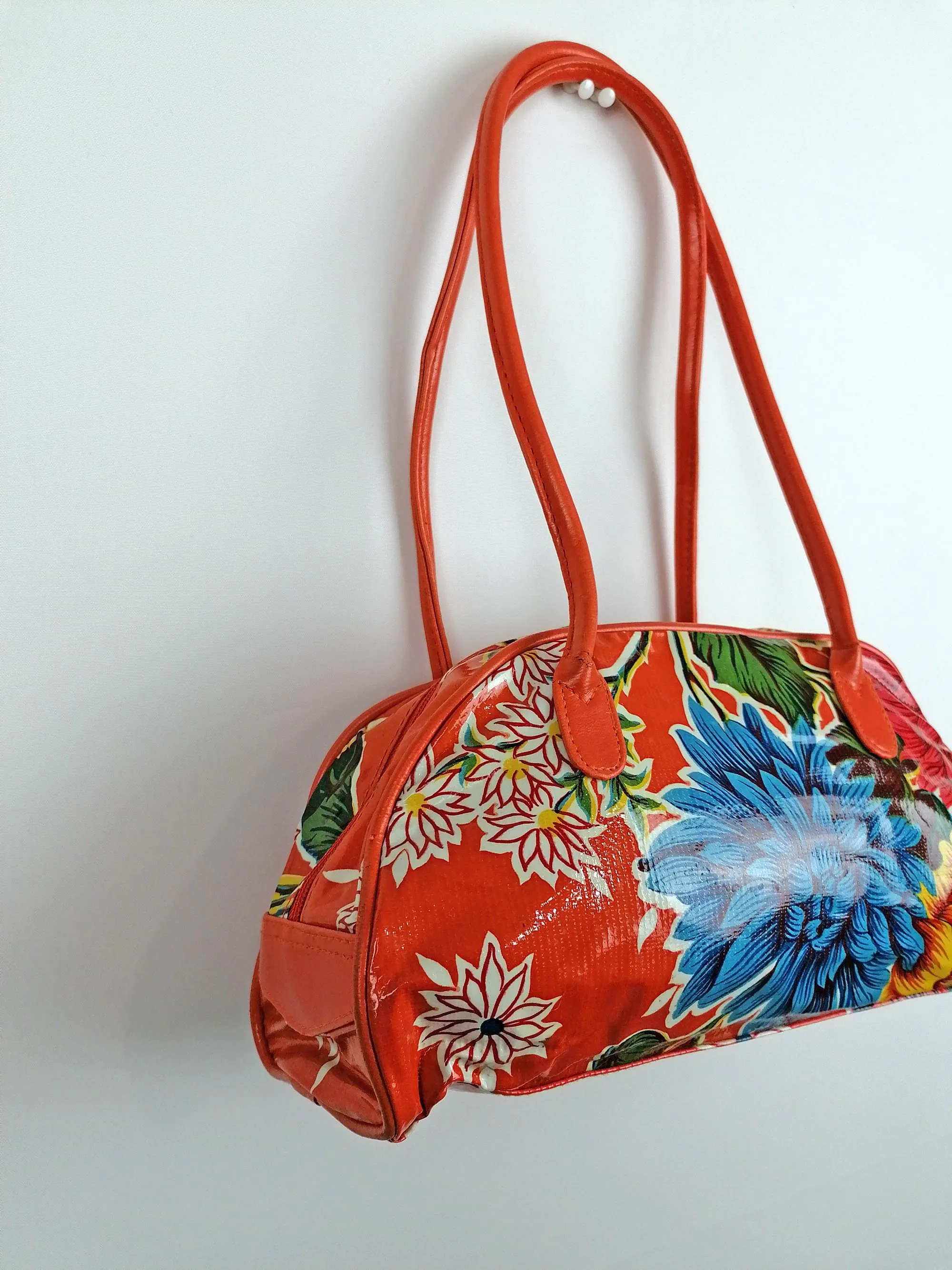 Y2K Small PVC Bag Orange Flowers Print