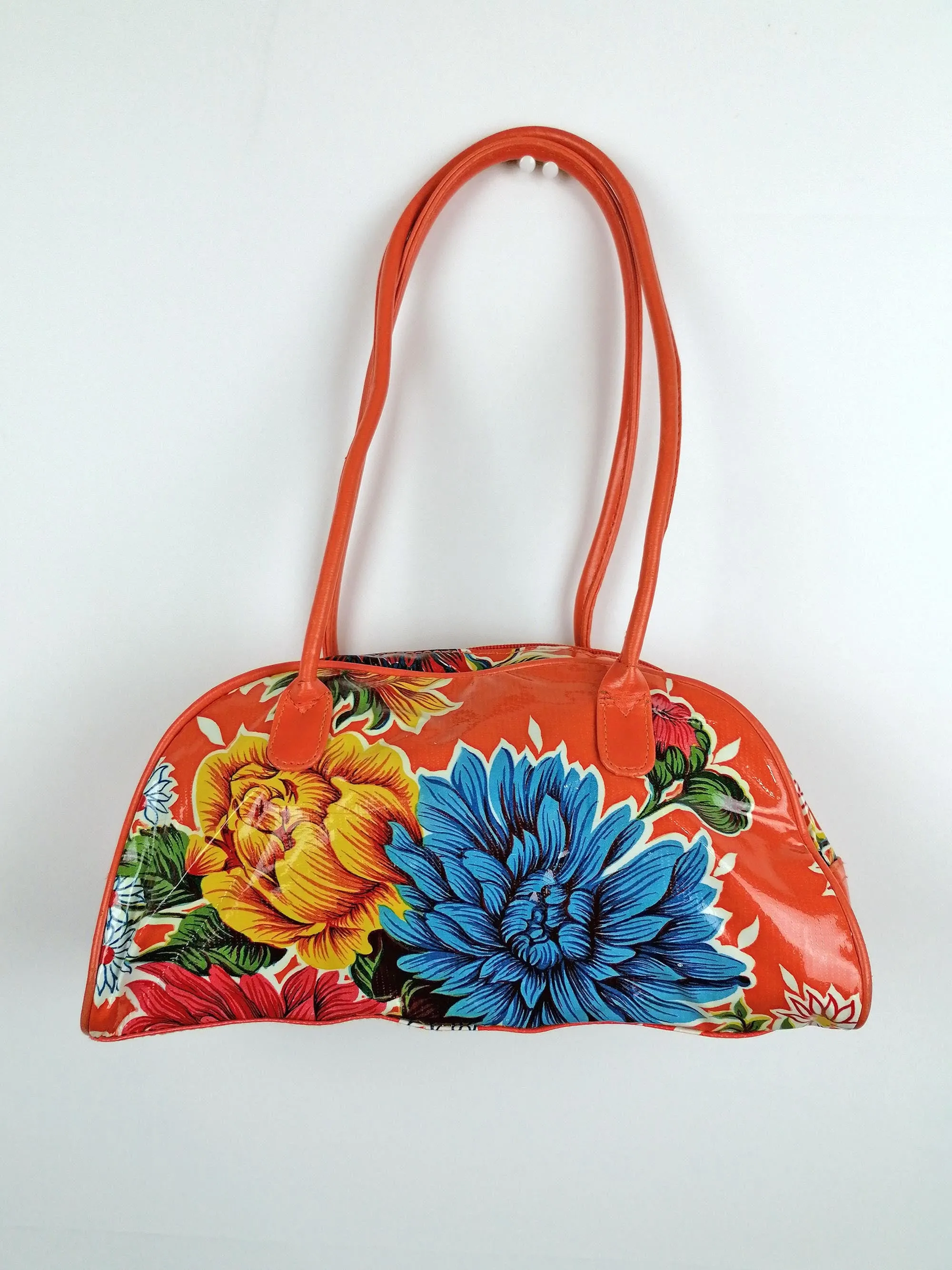 Y2K Small PVC Bag Orange Flowers Print